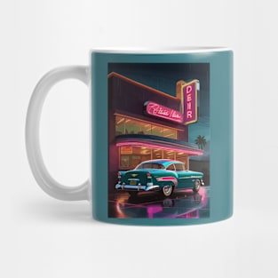 Vintage car night gas station Mug